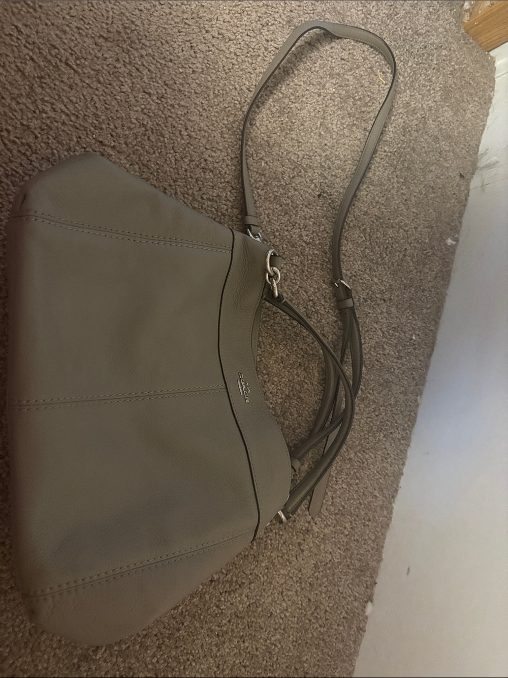 Coach Hobo Pebble Leather Shoulder Bag in Taupe